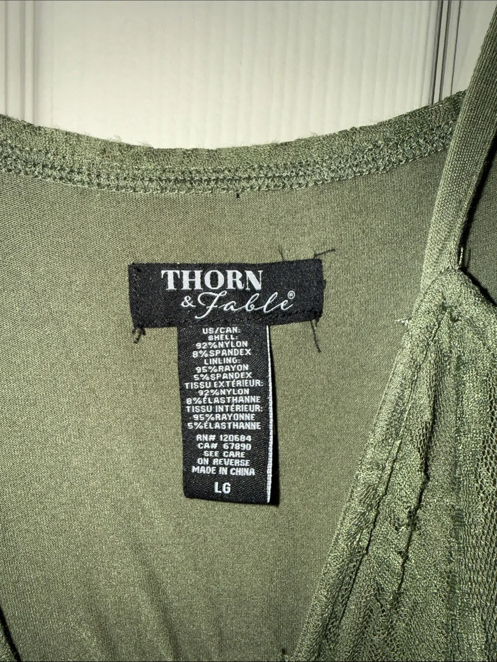 Olive Green Lace Asymmetrical Slip Dress with Spaghetti Straps - Picture 2 of 3
